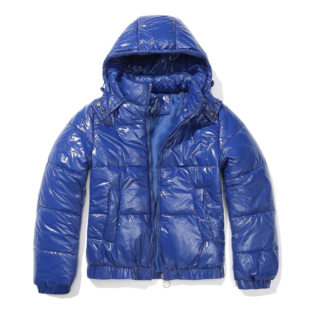 Damen glänzende Steppjacke mit abnehmbarer Kapuze Drune