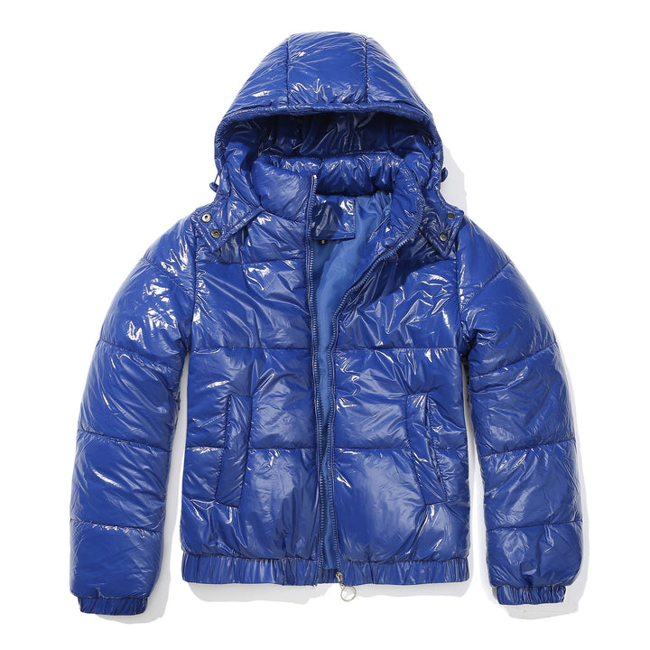 Damen glänzende Steppjacke mit abnehmbarer Kapuze Drune