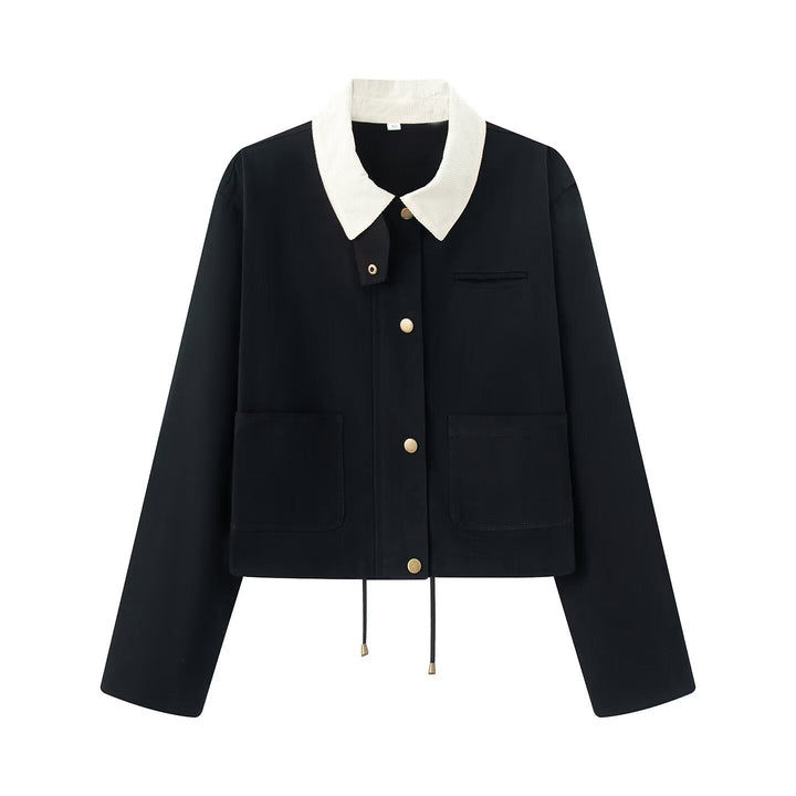 Drune | Damen Freizeitjacke mit Kontrastkragen & Taschen