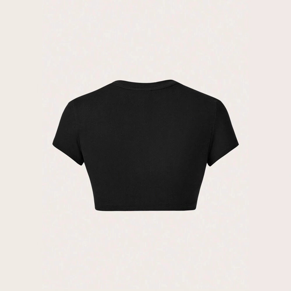 Damen Crop-T-Shirt mit kreativem unvergesslichem Statement Drune