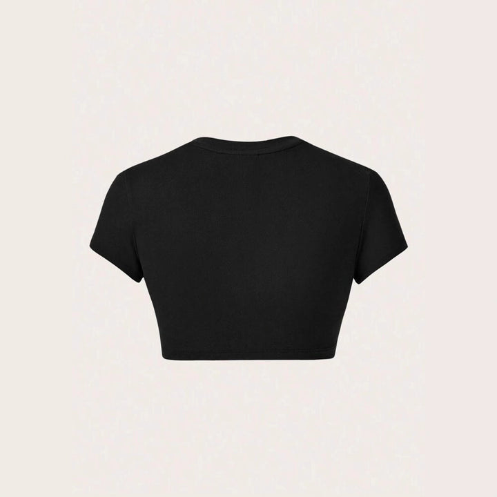 Damen Crop-T-Shirt mit kreativem unvergesslichem Statement Drune