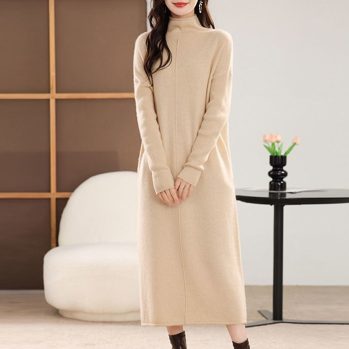 Damen Strickkleid mit hohem Stehkragen und lässiger Silhouette Drune