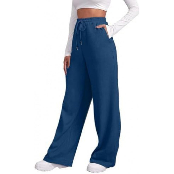 Damen nan fließende High-Waist Palazzo-Loungehose aus leichtem Jersey mit Elastikbund und praktischen Eingrifftaschen Drune