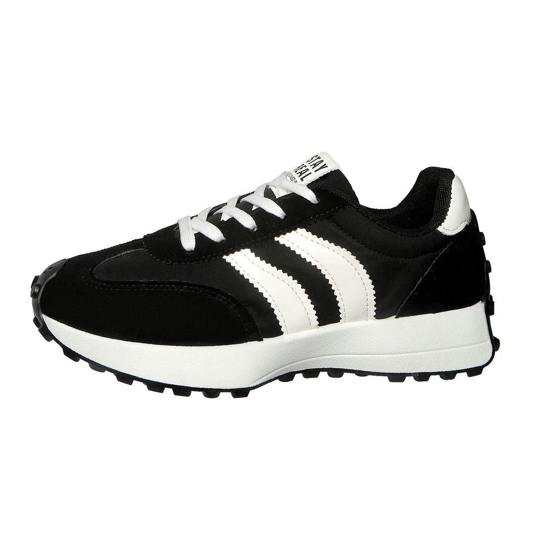 Damen nan retro-inspirierter Sneaker mit Wildleder-Overlays, Nylonoberteil und profilierter Waffelsohle Drune