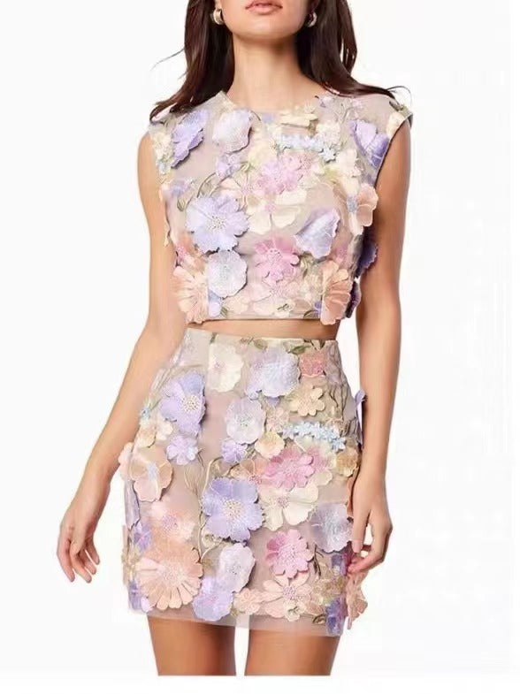Drune | Ärmelloses Crop Top Bodycon Rock Zweiteiliges Set