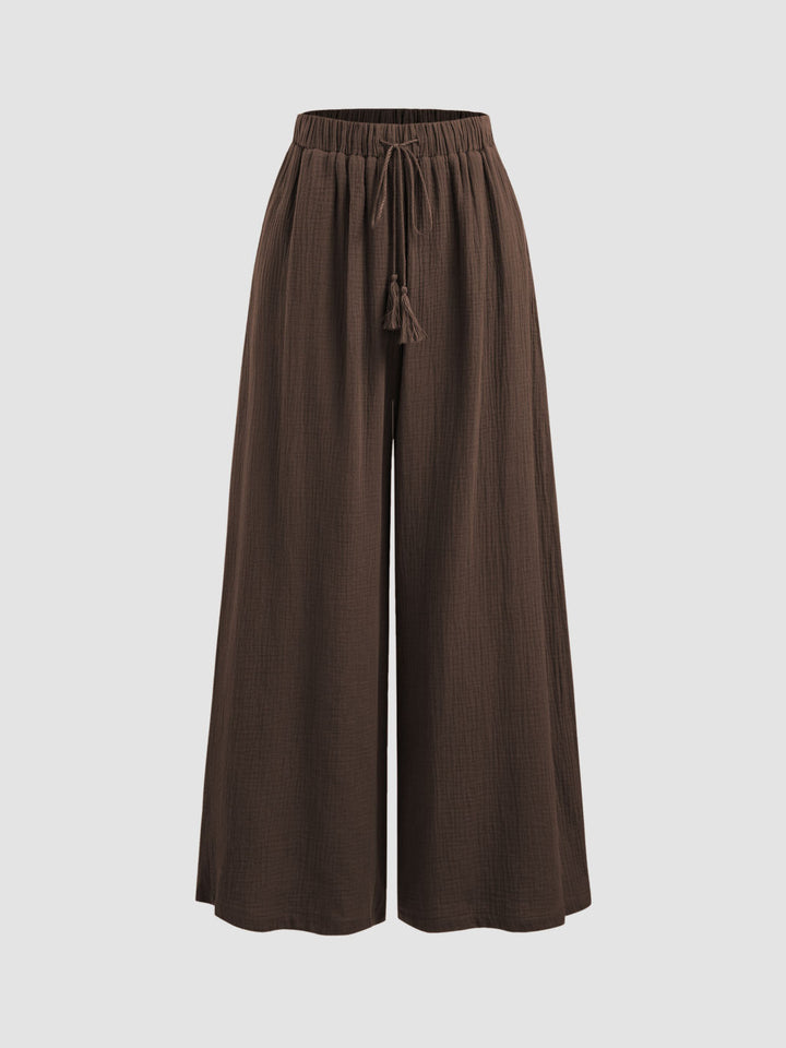 Damen weite Sommerhose im lässigen Boho-Stil mit elastischem Bund und seitlichen Taschen Drune