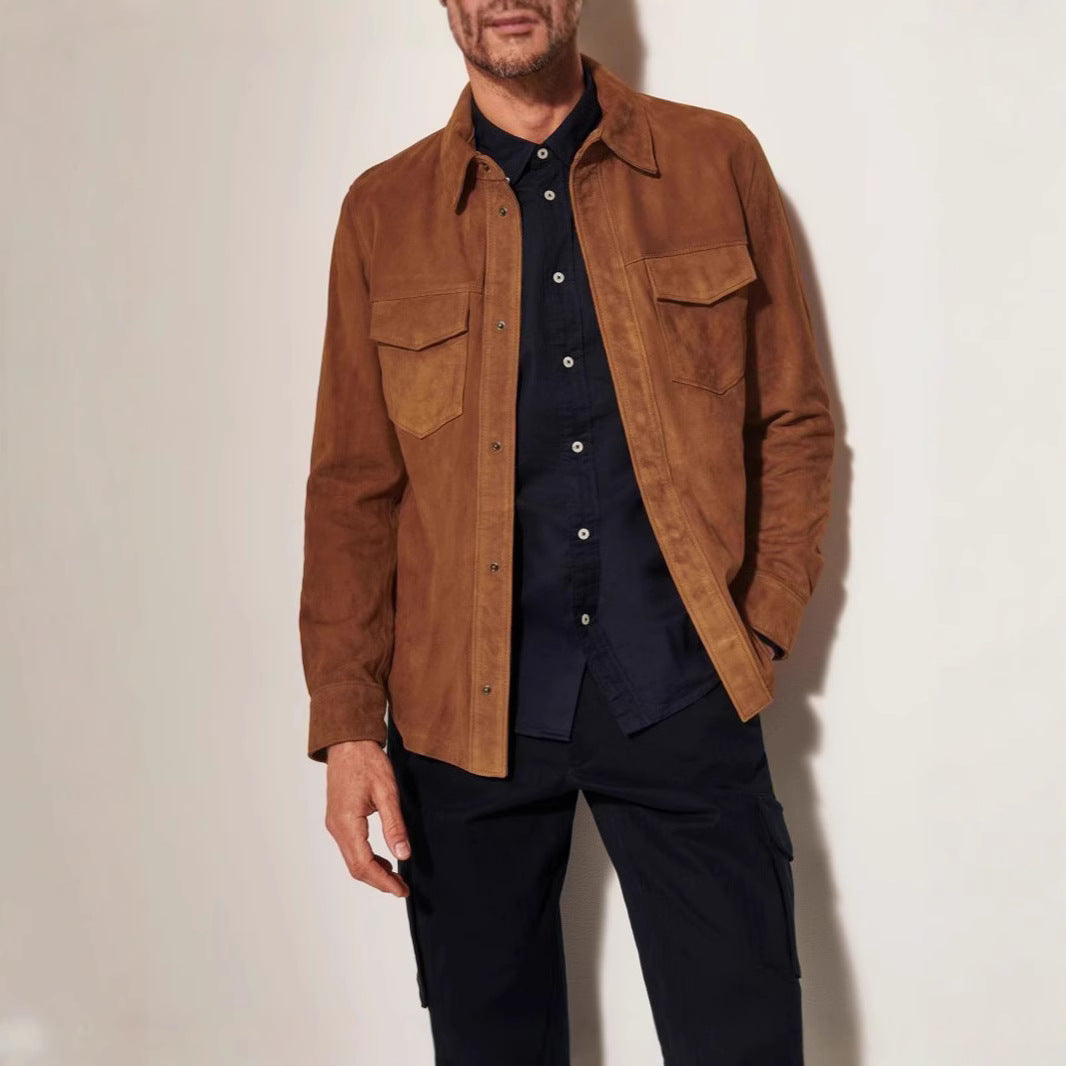 Herren Suede Jacke mit zwei aufgesetzten Taschen und modernem Schnitt Drune