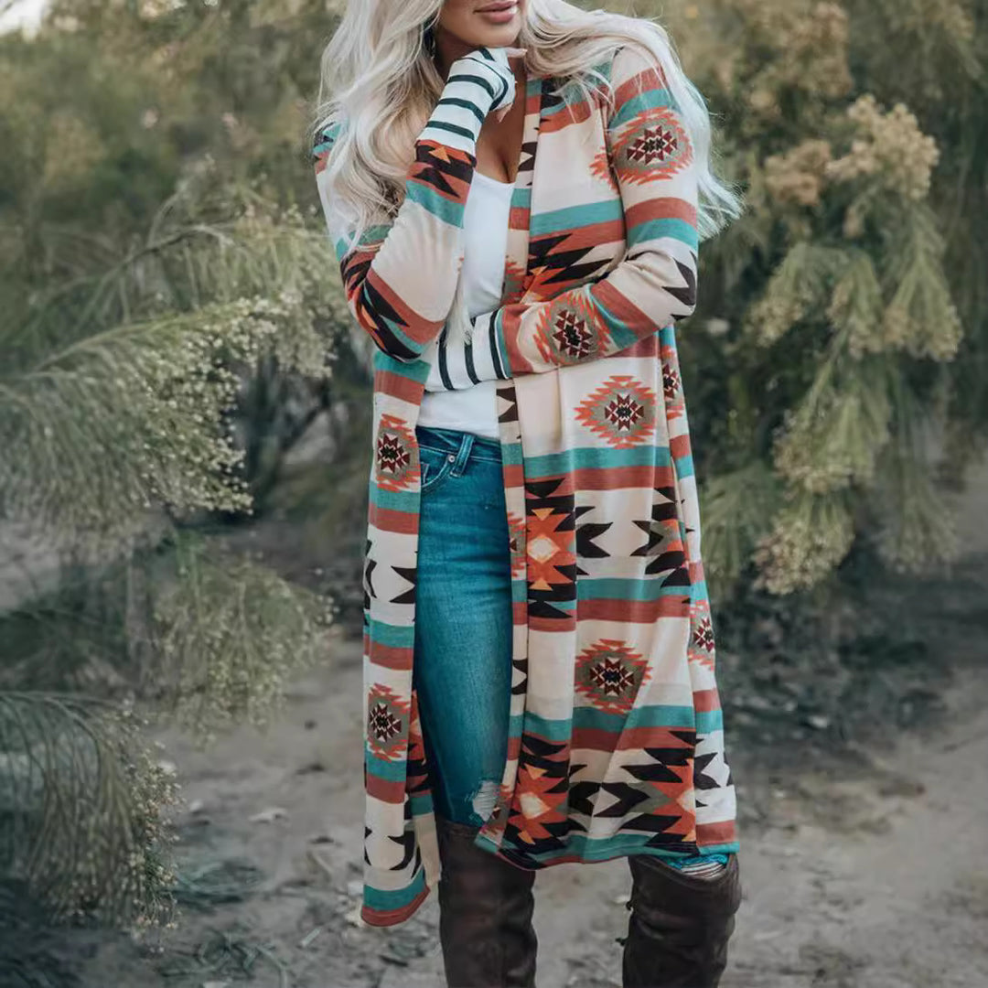 Damen Langarm-Kimono-Cardigan mit einzigartigem Muster Drune