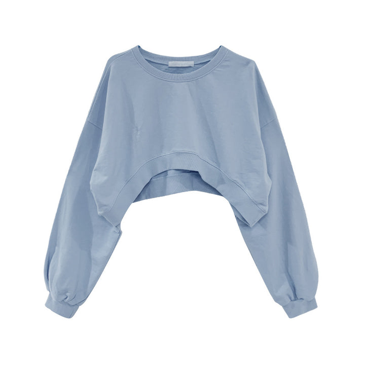 Damen lässiges Crop-Sweatshirt mit weit geschnittenen Ärmeln und modischem Schnitt