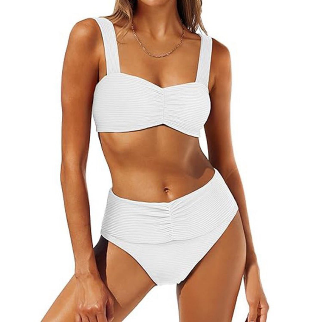 Damen Hochtailliertes Bikini-Set mit gerafftem Oberteil Drune