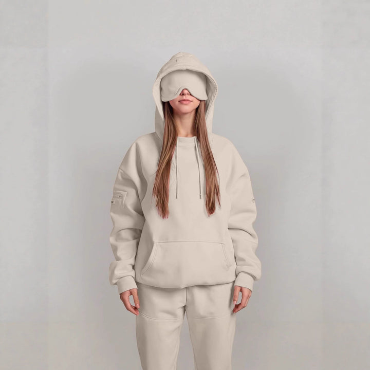 Damen Kapuzenpullover mit integriertem Schlafmasken-Design Drune