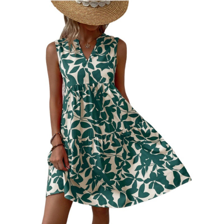 Damen lässiges sommerliches Kleid mit floralem Design Drune