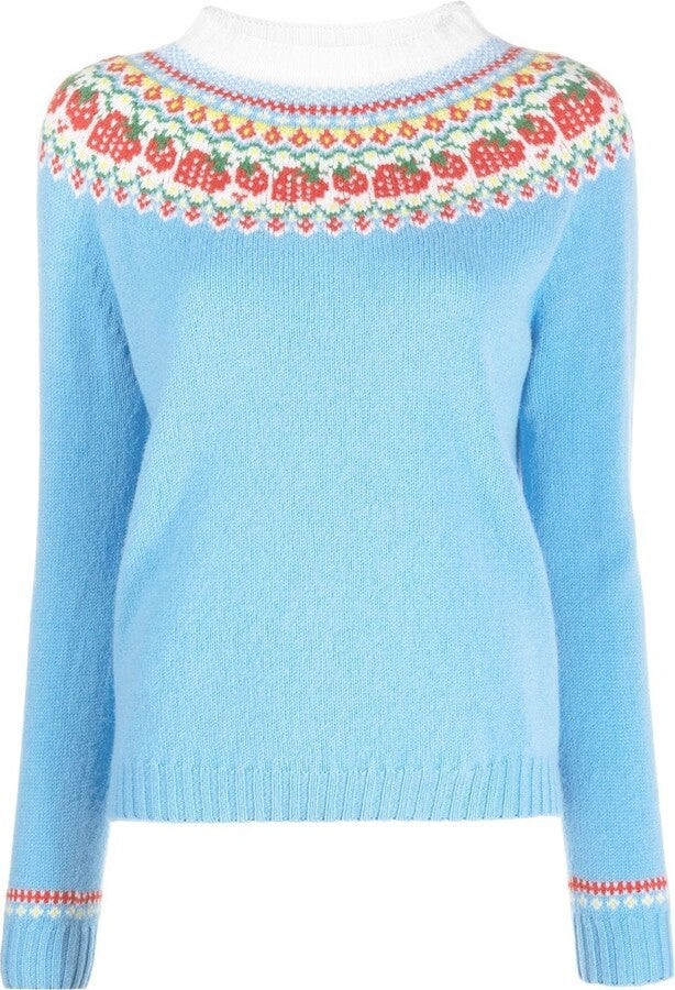 Damen nan Norwegerpullover aus Wollmix mit Rundhalsausschnitt und traditionellem Fair-Isle-Yoke Drune