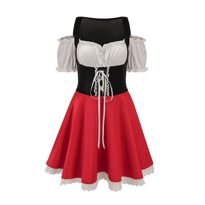 Damen nan traditionelles Dirndlkleid mit Schnürcorsage und Carmenärmeln Drune