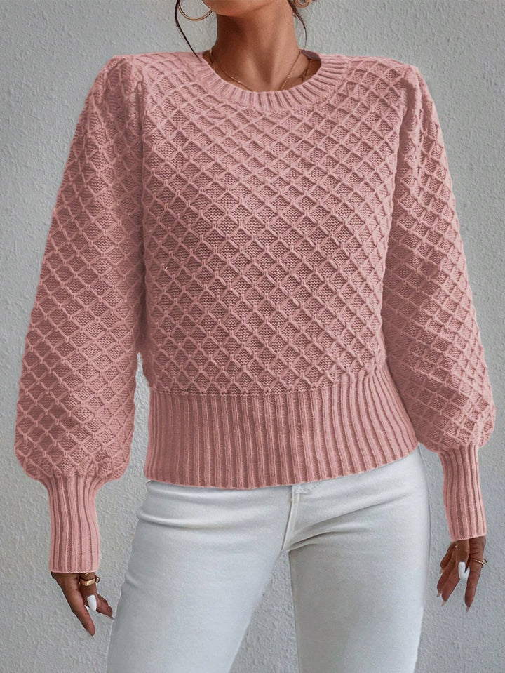 Drune | Pullover Sweatshirt Wollmischung Relaxed Fit Gestepptes Muster Rundhalsausschnitt