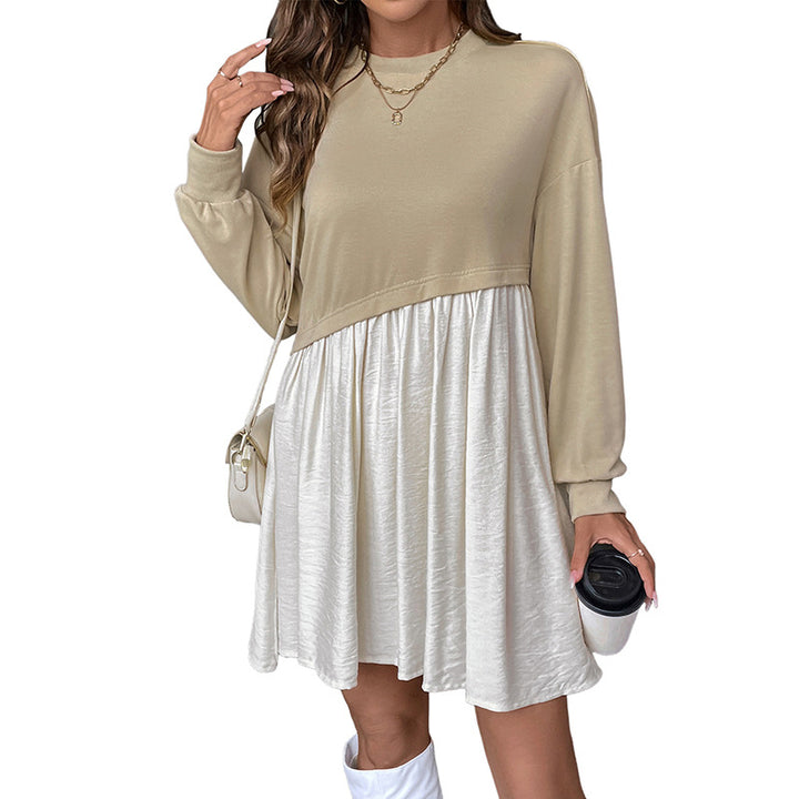 Damen lässiges Sweatkleid mit kreativem Farbblockdesign Drune