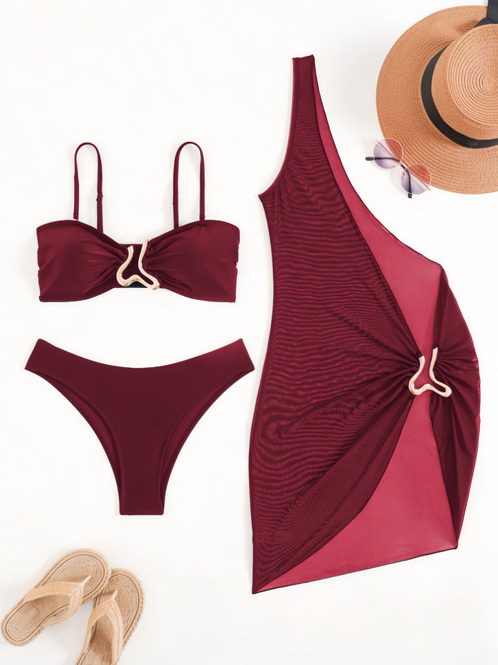 Damen Bikini-Set mit modernem Wickelrock und elastischem Oberteil Drune