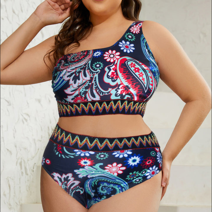 Damen Zweiteiliges Bikini-Set mit modischem Hochschnitt und floralem Design Drune