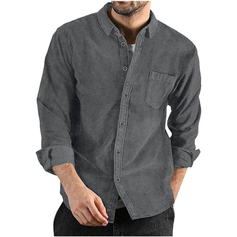 Herren Cordhemd mit button-down Kragen und Brusttasche Drune