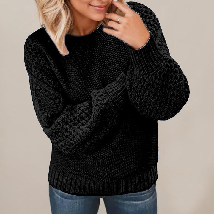 Damen Grober Strickpullover mit voluminösen Ärmeln und strukturierter Oberfläche Drune