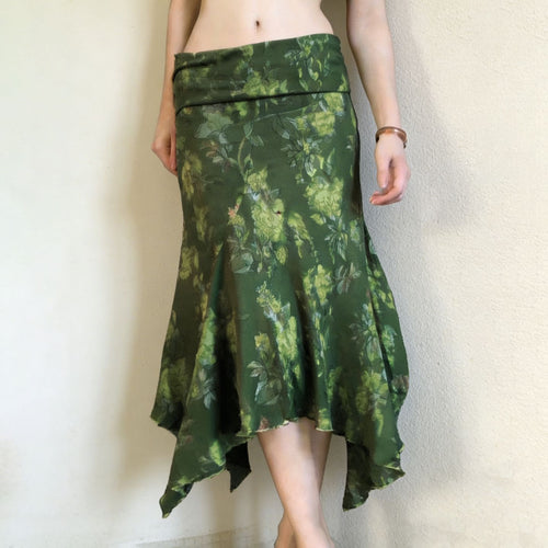 Damen asymmetrischer Wickelrock mit floralem Design und elastischem Bund Drune