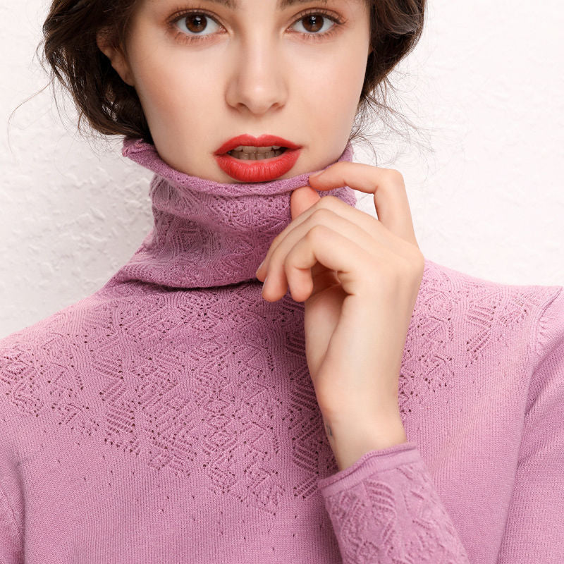 Damen Rollkragenpullover mit feinem Strukturmuster Drune