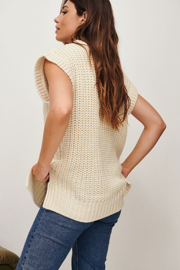 Damen Oversized Strickoberteil aus hochwertiger Baumwolle mit Tasche Drune