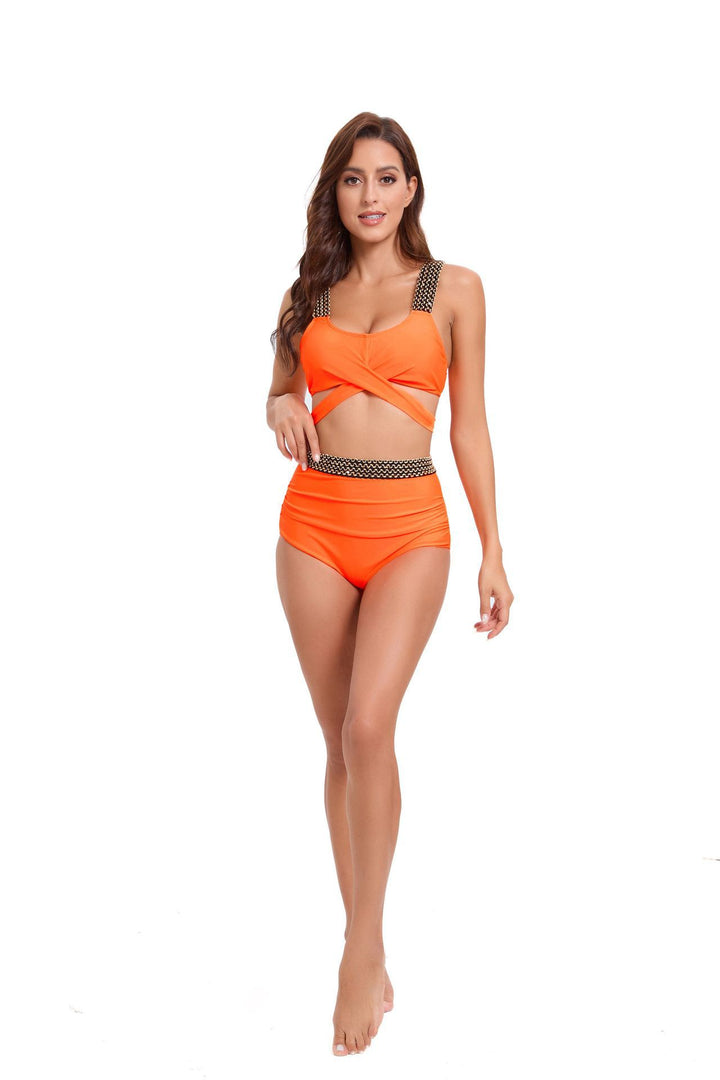 Damen Sportliches Bikini-Set mit raffiniertem Wickeldesign und verstellbaren Trägern Drune