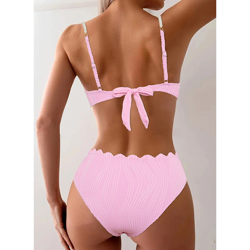 Damen Push-Up-Bikini mit Raffung und eleganten Trägern Drune