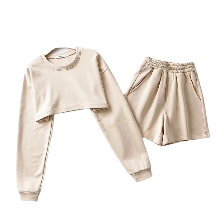 Damen lässiges Crop-Top und Shorts Set Drune