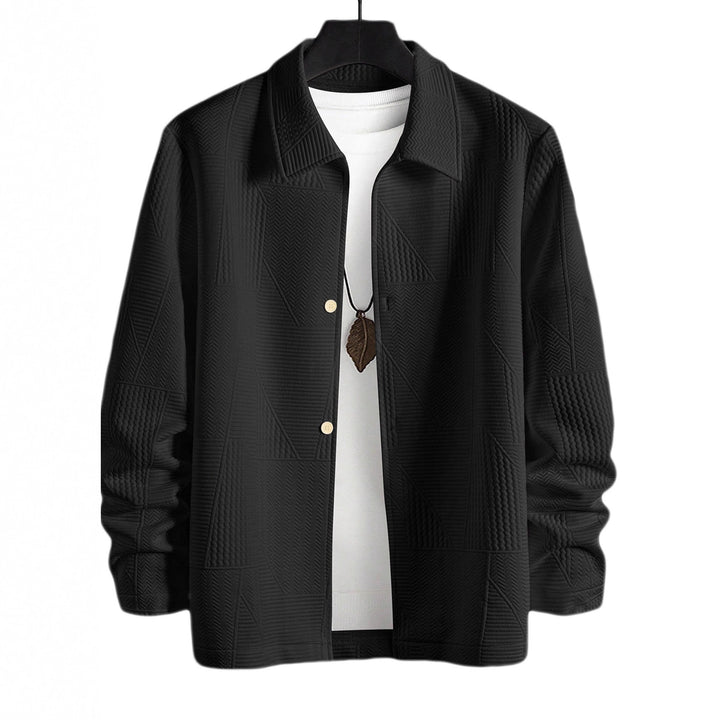Herren nan strukturierte Shirtjacke im Patchwork-Relief mit Hemdkragen Drune