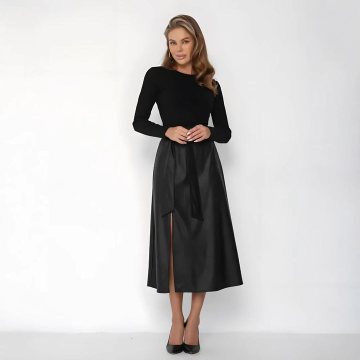 Drune | Lederkleid mit Einsätzen