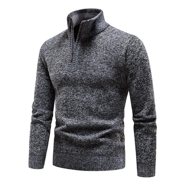 Herren Pullover mit halbem Reißverschluss und strukturiertem Design Drune