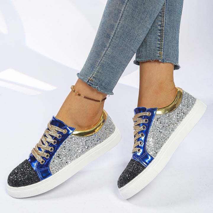 Damen  Glitzer-Sneaker mit funkelnder Zehenkappe, metallic-Overlays und gepolstertem Komfortfußbett Drune