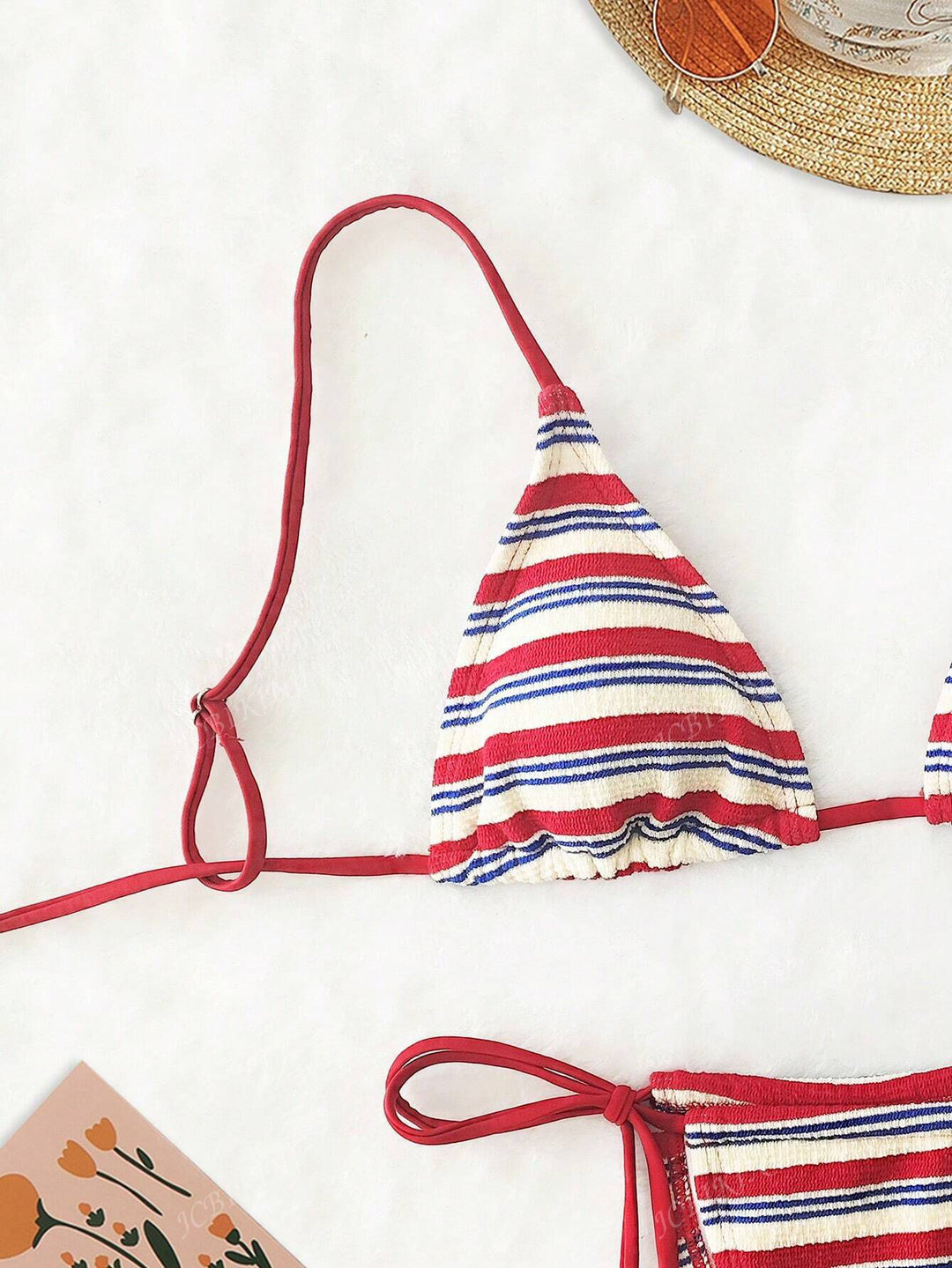 Damen Triangel-Bikini mit buntem Streifenmuster Drune