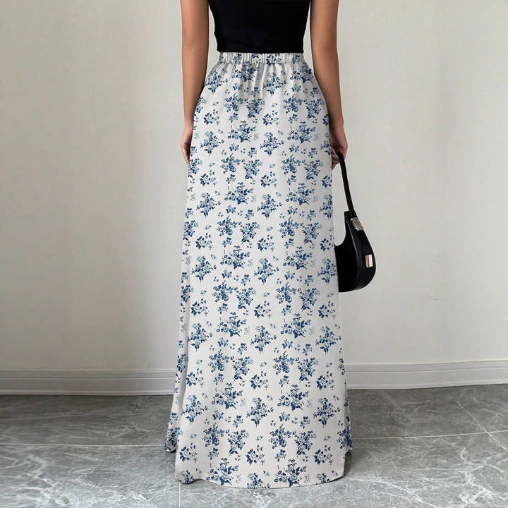 Damen Maxirock mit floralem Muster und seitlichen Schlitzen Drune