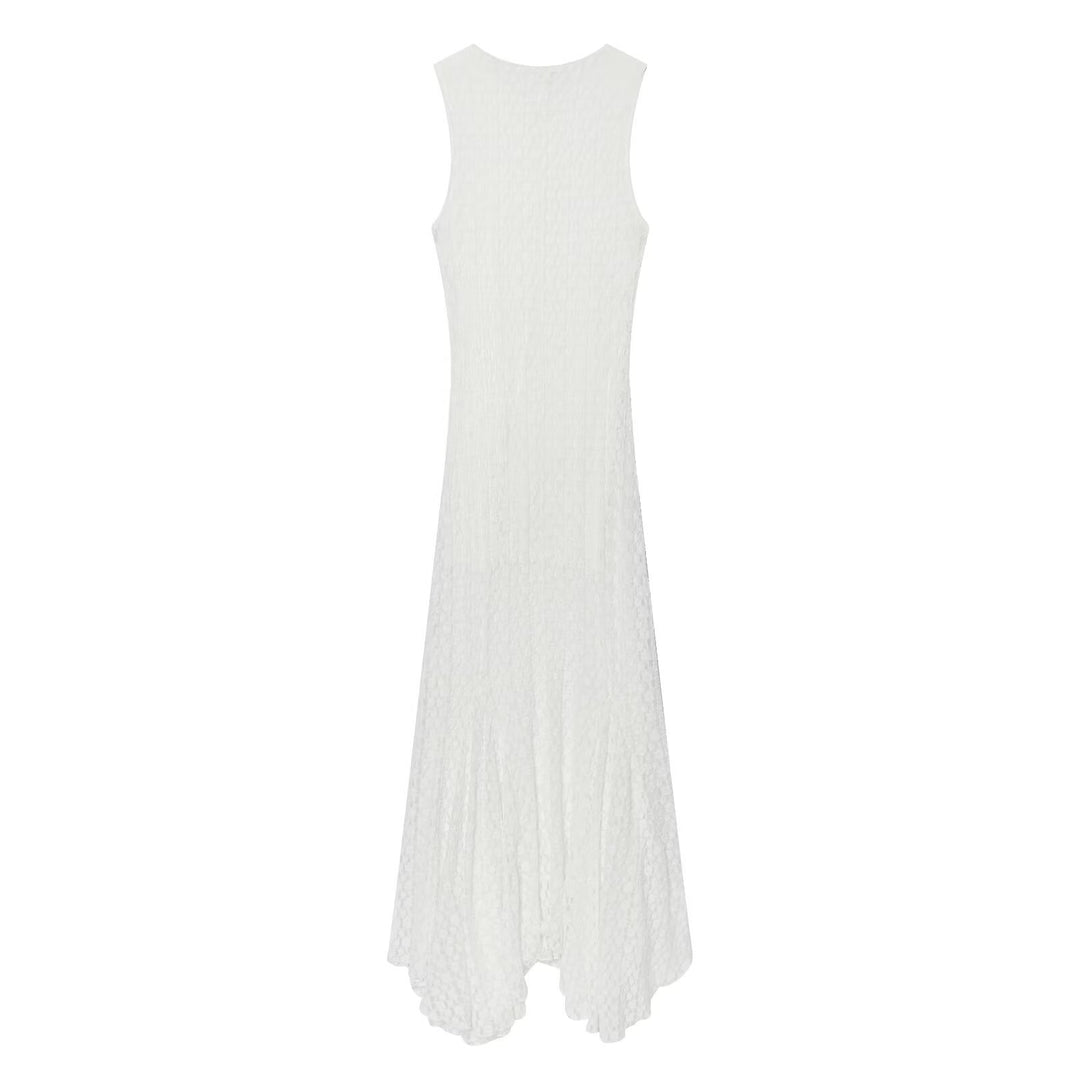 Damen elegantes Langarmkleid mit asymmetrischem Saum und feinen Texturen Drune