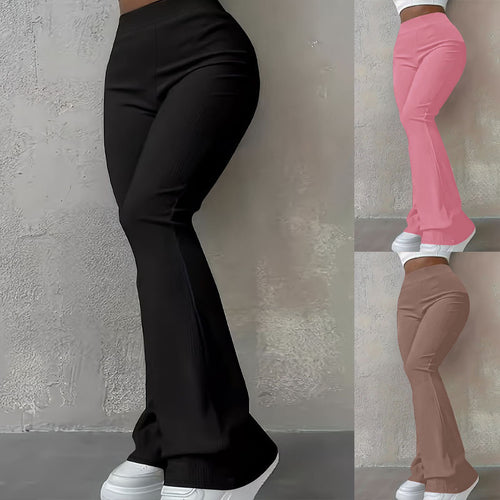 Damen Bootcut-Hose mit hohem Bund und elastischem Taillenband Drune