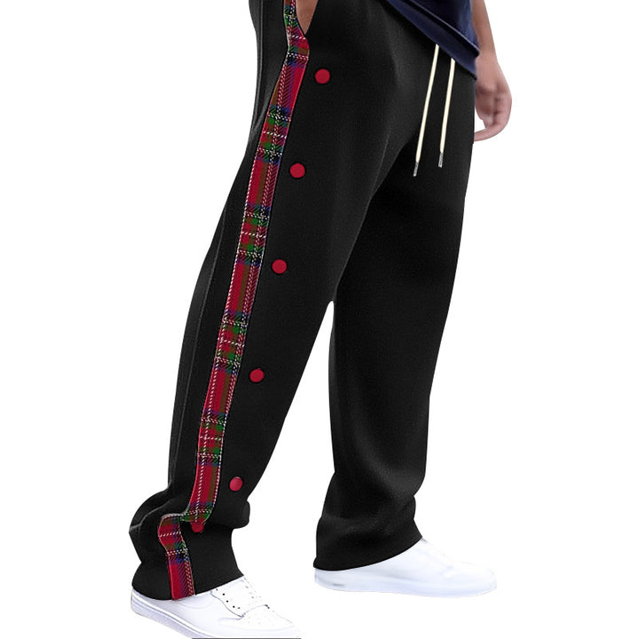 Herren Sportliche Freizeithose mit Knopfleisten und Karomuster Drune