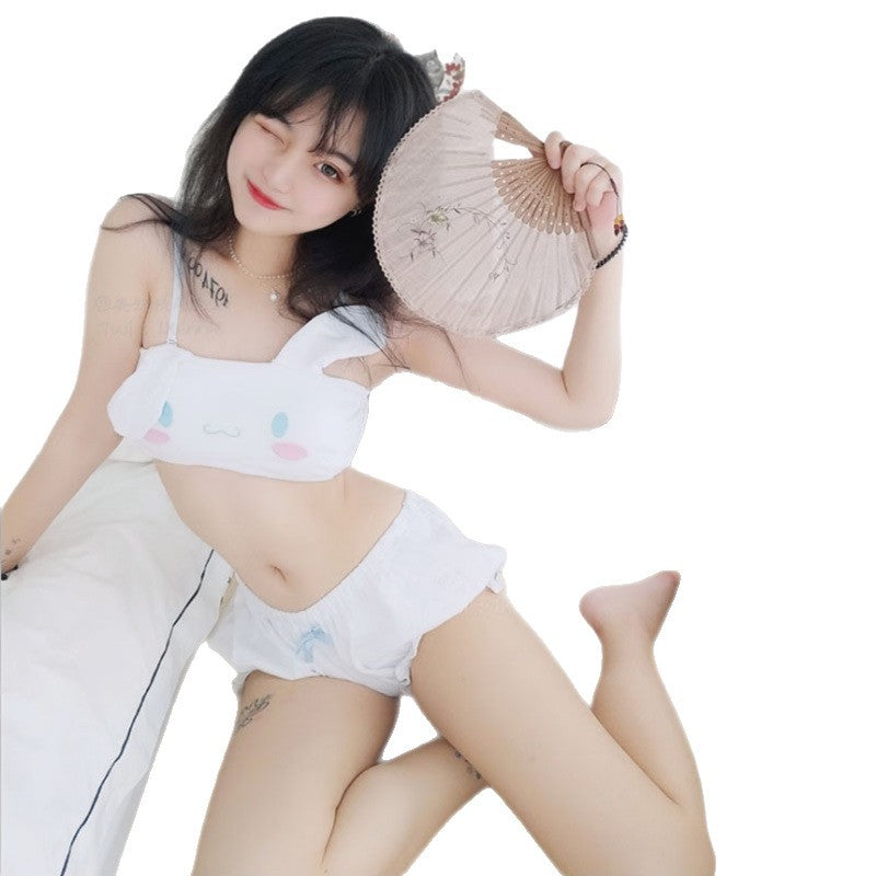 Damen Kuschelndes Pyjama-Set mit Tiermotiven und zarten Rüschen Drune