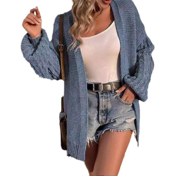 Damen Strickjacke mit weiten Ärmeln und lässigem Schnitt Drune