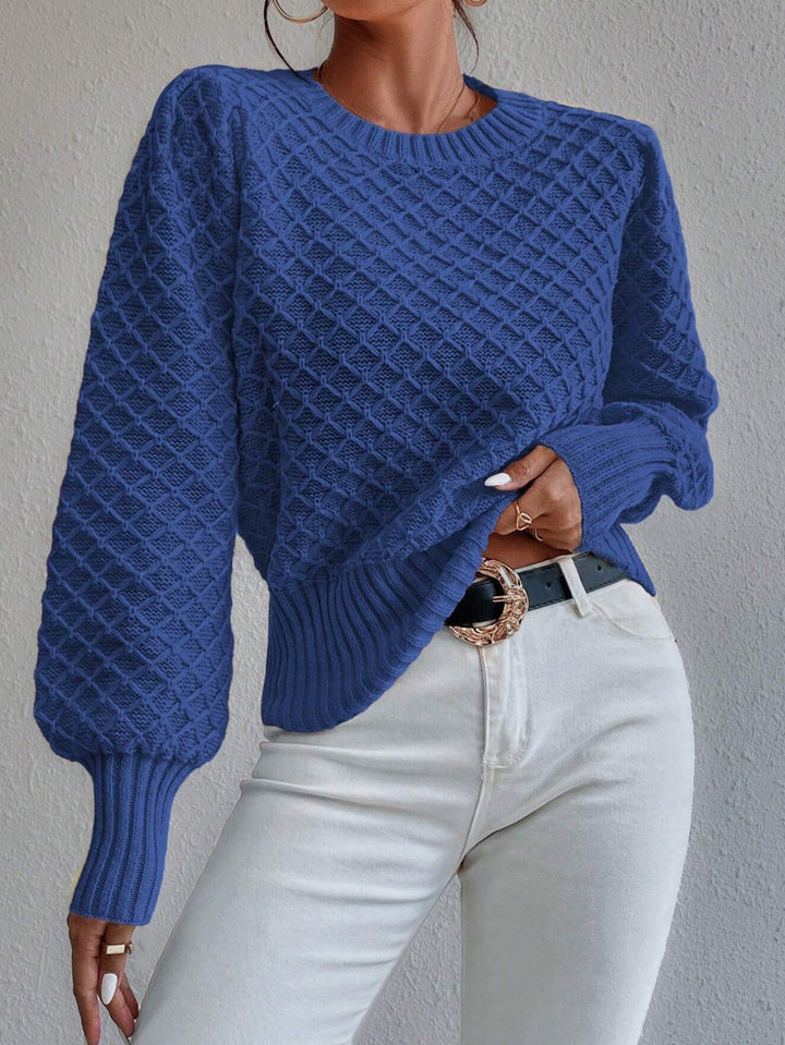 Drune | Pullover Sweatshirt Wollmischung Relaxed Fit Gestepptes Muster Rundhalsausschnitt