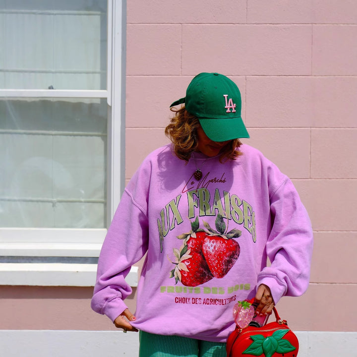 Damen modisches Sweatshirt mit auffälligem Erdbeer-Design und bequemen Schnitt Drune