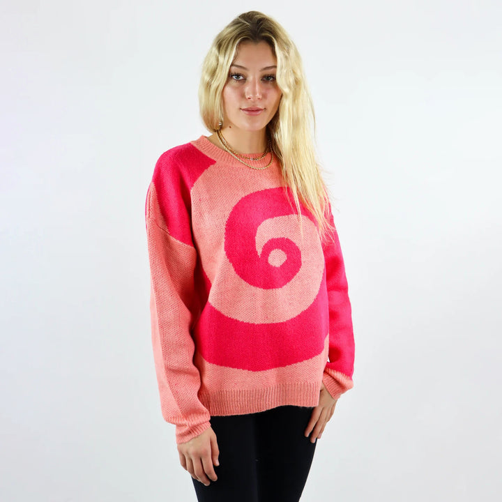 Damen kuscheliger Sweater mit spiralem Muster Drune