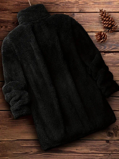 Damen Flauschige Teddyjacke mit hohem Kragen und seitlichen Taschen Drune