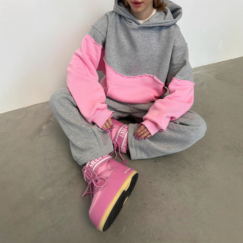 Damen sportliches Freizeit-Loungewear-Set mit kontrastierenden Einsätzen Drune