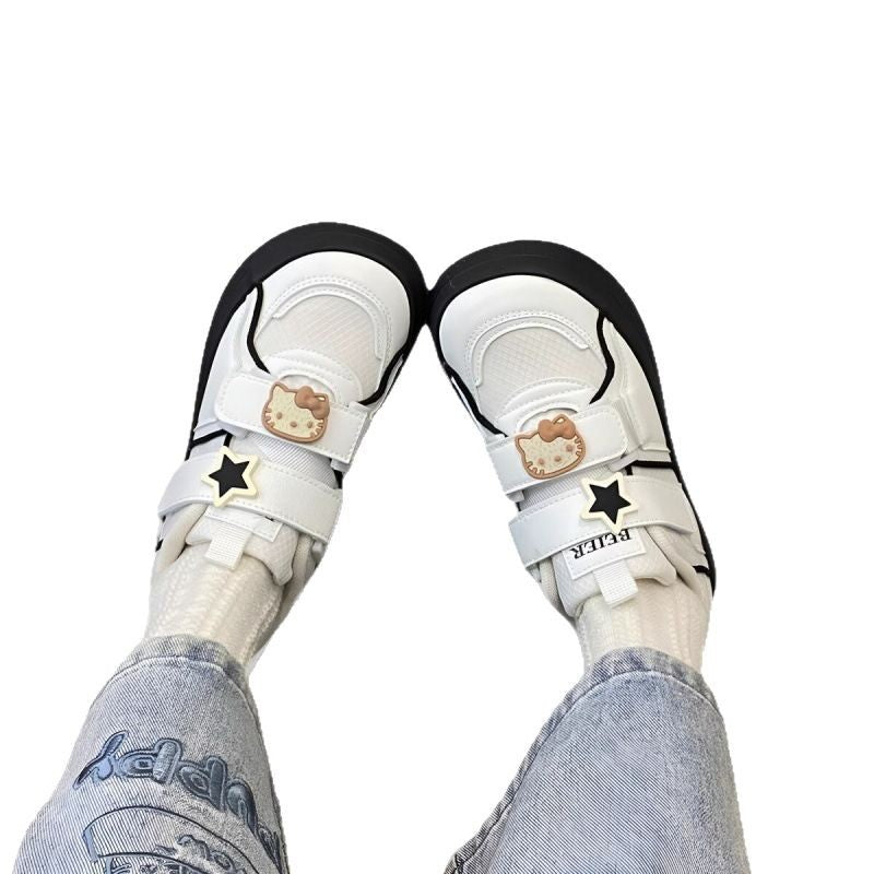 Damen Verspielte Sneaker mit dekorativen Details und Klettverschluss Drune