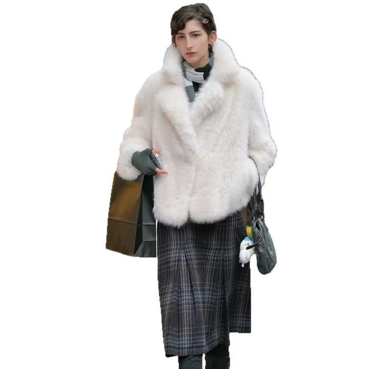 Damen kuschelige Oversize-Jacke mit auffälligem Kragen Drune