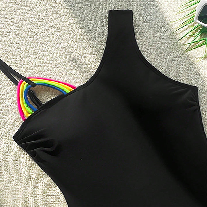 Damen Einseitiger Badeanzug mit bunten Trägerdetails Drune