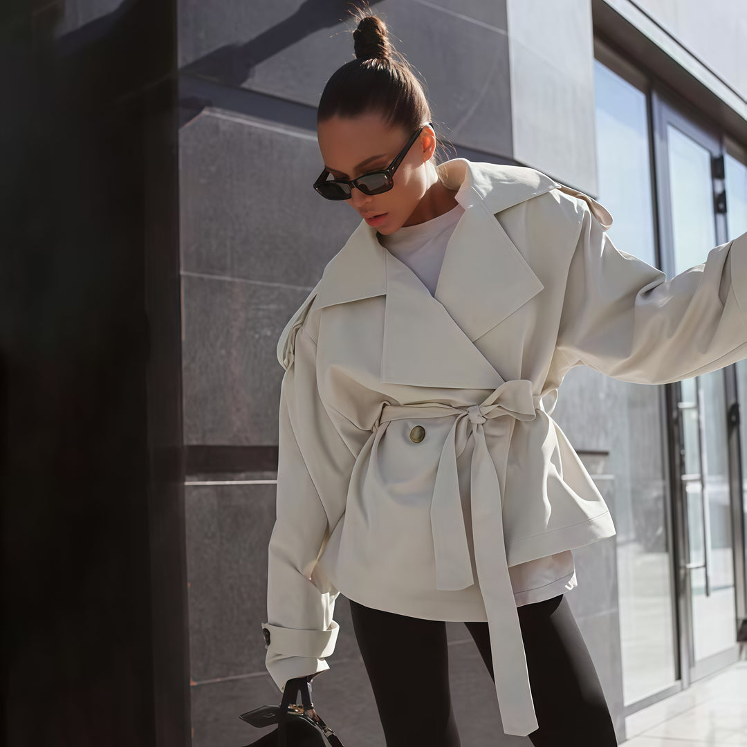 Damen modische Trenchjacke mit Gürteldesign und lässigem Schnitt Drune